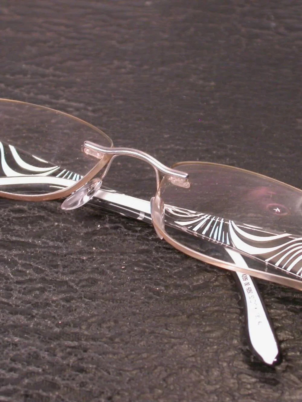 Silhouette Titan Frameless Black White Zebra Stripe Eyeglasses Made in Austria